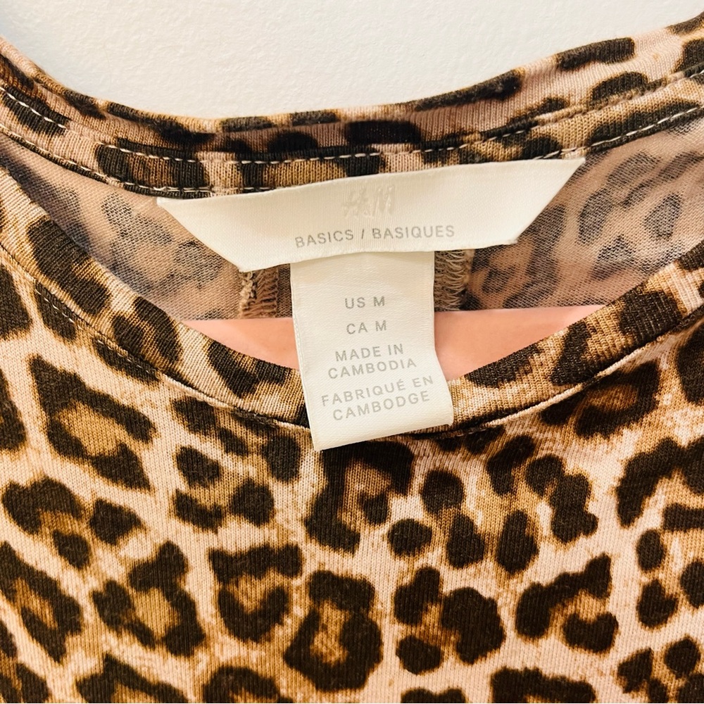 H & M Leopard Sleeveless Jersey Maxi Dress sz Medium - Picture 6 of 9